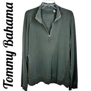 TOMMY BAHAMA Pine Green Mock Neck 1/4 Zip‎ Pullover Sweater, Size XL